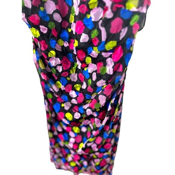 NBD Revolve Dress XL Josefien Ruched Multi Color Dot Print Midi Black Sleeveless - Picture 6 of 11